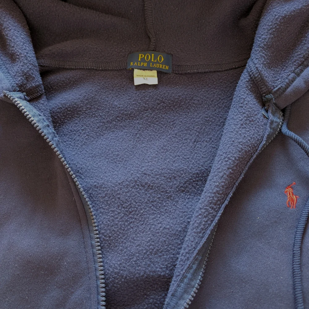 Polo by Ralph Lauren Navy Blue Full Zip Hoodie Mens XL Red Embroidered Pony